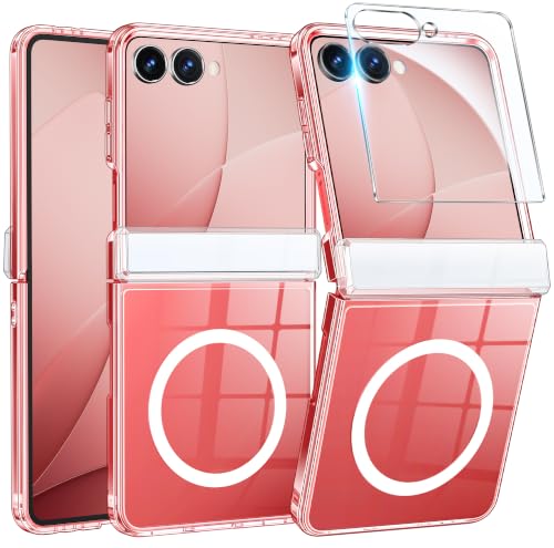 FNTCASE for Samsung-Galaxy Z-Flip-8 Magnetic Case: Hinge Protection Clear Military Grade Drop Protection Anti Yellowing Cell Phone Cover - Rugged Shockproof Protective Bumper Transparent Phonecase - color: A-Clear, size: For Galaxy Z Flip 8 (6.9 Inch)