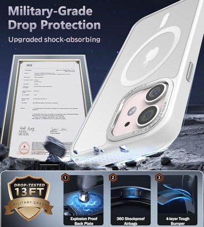 Newfuture Magnetic for iPhone 12/iPhone 12 Pro Case Matte, Frosted White | Military Drop Protection, Slim Matte Anti-Fingerprint, Compatible with Magsafe, Camera Guard, Translucent Protective Cover - color: Frosted White, size: iPhone 12/iPhone 12 Pro 6.1