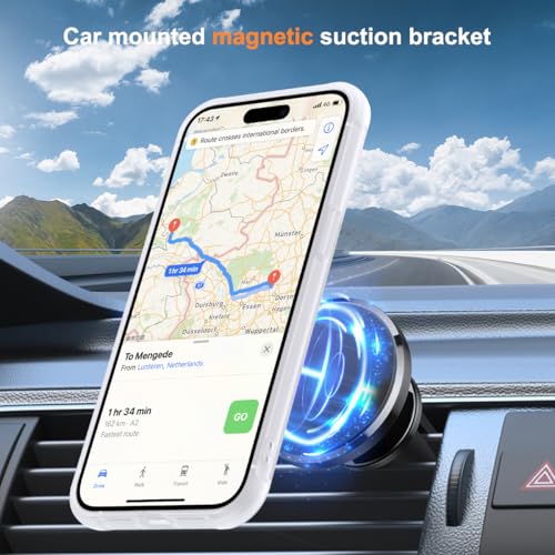 SKYLMW Compatible with iPhone 15 Pro Case with Stand,Translucent | iPhone 15 Pro Phone Case 6.1",Magnetic Ring Stand,Compatible with MagSafe,Military-Grade Protection,Great Grip Feeling - color: Translucent, size: Iphone 15 Pro