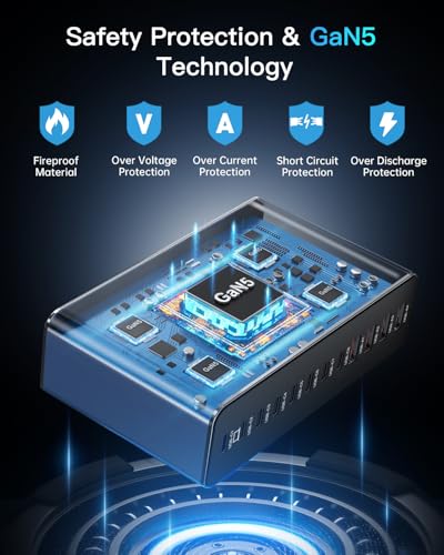 MEKIOJEO 12 Ports Aluminum Alloy 380W Charging Station USB C Charger Block - color: Blue