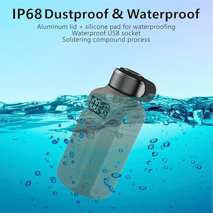 20,000mAh Rugged Power Bank with Fast Charge USB-C PD, IP68 Waterproof Shockproof, Includes 420lm Bright Camping Lantern, Tactical Outdoor Charger for Hiking Camping Survival Emergency（Grey） - color: Grey