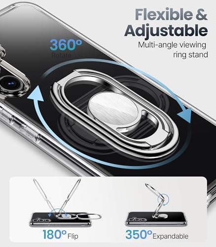 Shields Up for Samsung Galaxy S24 FE Case with Stand, Galaxy S24 FE Case Clear with Double Ring Holder [Adjustable & Foldable] Shockproof Protective Cover - Clear - color: Clear, size: Galaxy S24 FE