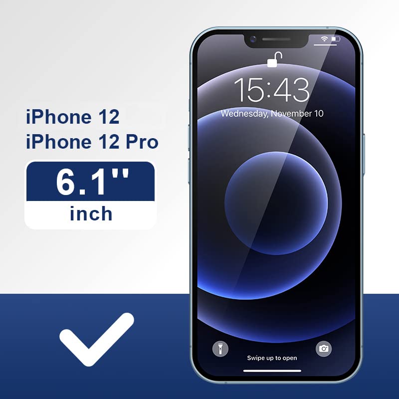 ImpactStrong Anti-Spy Privacy Screen Protector for iPhone 12 / iPhone 12 Pro (6.1-Inch), 9H Tempered Glass, Shatter-Resistant, Anti-Scratch, Easy Install Kit, Case Friendly, 2-Pack - size: iPhone 12/12 Pro