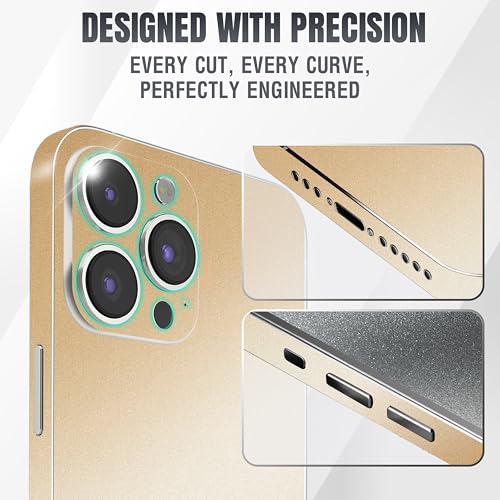 2Pcs Skin Wrap Compatible for iPhone 15 Pro – Slim Decal Vinyl Protective Film for Sides & Back – Sleek Fit, Premium Look – Compatible with All iPhone 15 Pro Cases - Desert Gold - color: Desert Gold