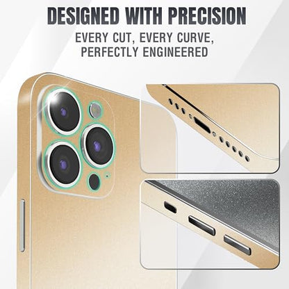 2Pcs Skin Wrap Compatible for iPhone 15 Pro – Slim Decal Vinyl Protective Film for Sides & Back – Sleek Fit, Premium Look – Compatible with All iPhone 15 Pro Cases - Desert Gold - color: Desert Gold