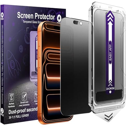 2-Pack Matte Privacy Screen Protector for iPhone 17 Pro Max,Anti-Glare & Anti-Spy,Anti-Fingerprint,Smooth as Silk,Easy Installation, Military-Grade 9H Hardness - size: iPhone 17 Pro Max