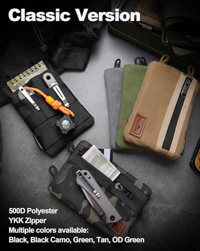 VIPERADE VE3 Tool Pouch Pocket Organizer, Nylon Tool Belt Loop Pouch with 4 Pockets Tool Storage EDC Pouch for Flashlight/Pocket Knife, Tactical Pen, Notebook (OD Green) - color: Green