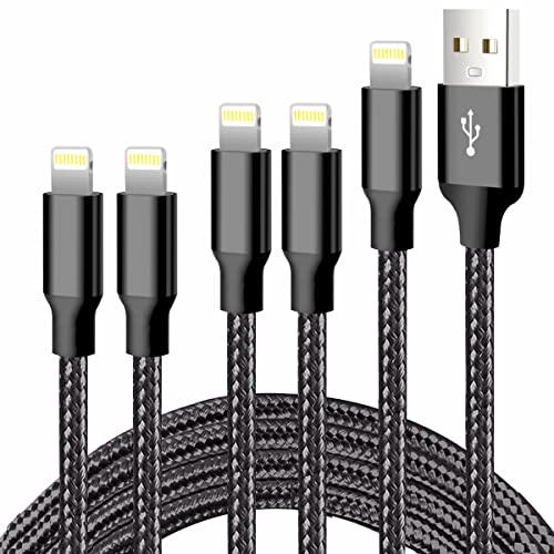 USB to Lightning Cable, 5 Pack iPhone Charger Fast Charging Cord (Black) - color: Black, style: USB-A to L
