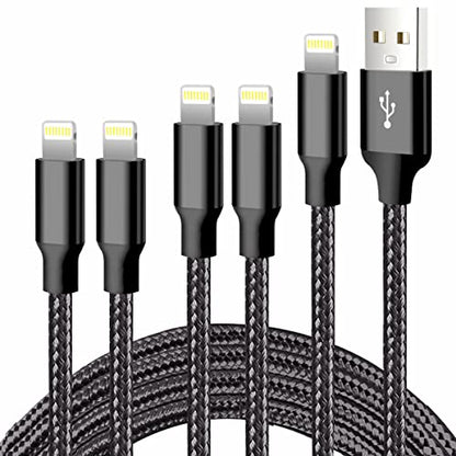USB to Lightning Cable, 5 Pack iPhone Charger Fast Charging Cord (Black) - color: Black, style: USB-A to L