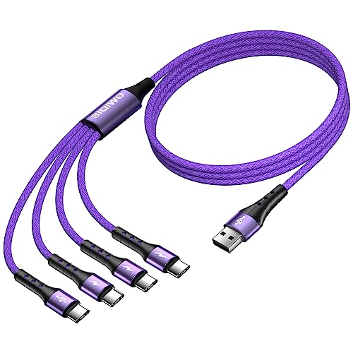 SIQIWO Multi USB C Cable Fast Charging 4FT/2 Pack, 4 in 1 Charger Cord - color: Purple