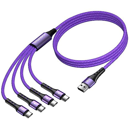 SIQIWO Multi USB C Cable Fast Charging 4FT/2 Pack, 4 in 1 Charger Cord - color: Purple