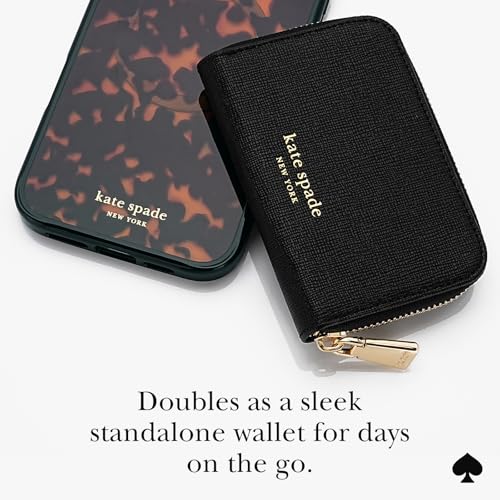 kate spade new york Devin Zip Magnetic Card Holder/Wallet - Black | Stylish Phone Wallet - Compatible w/MagSafe Phones & Cases -Detachable MagSafe Wallet for iPhone 17 Pro Max/16/15/14/Pixel 10 - color: Black-Devin Zip