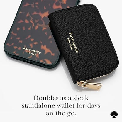 kate spade new york Devin Zip Magnetic Card Holder/Wallet - Black | Stylish Phone Wallet - Compatible w/MagSafe Phones & Cases -Detachable MagSafe Wallet for iPhone 17 Pro Max/16/15/14/Pixel 10 - color: Black-Devin Zip