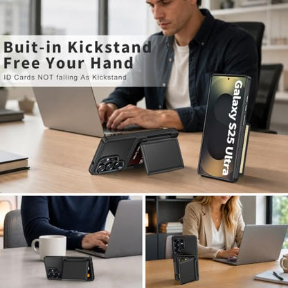 Vofolen for Samsung Galaxy S25 Ultra Case Wallet with Card Holder RFID | 2 Card Slots Heavy Duty Shockproof Drop Protective Flip Slim Pocket Cover for Samsung S25 Ultra Case for Men Women-Black - size: For Samsung Galaxy S25 Ultra