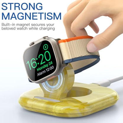 for Apple Watch Charger Stand, Magnetic Fast Charging Dock Portable Design - color: Marble Yellow