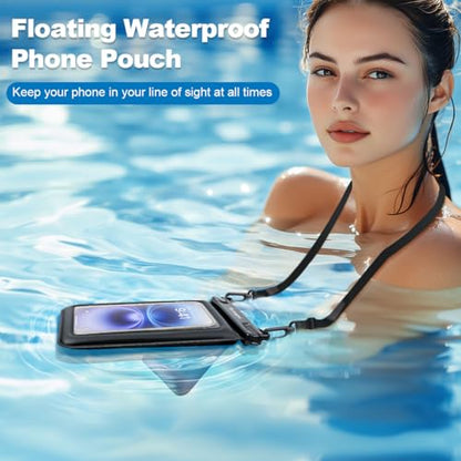 Rynapac 4 Pack IPX8 Waterproof Phone Pouch - [10in 2Pack + 8.5in 2Pack] with Adjustable Lanyard for iPhone 17 16 15 Pro Max