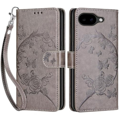 for Google Pixel 10a Wallet case, Gray Flower | 3 Card Holders, Kickstand, Shockproof TPU Shell, PU Leather, Magnetic Closure, Protective Flip Folio Cover, Women - color: 9