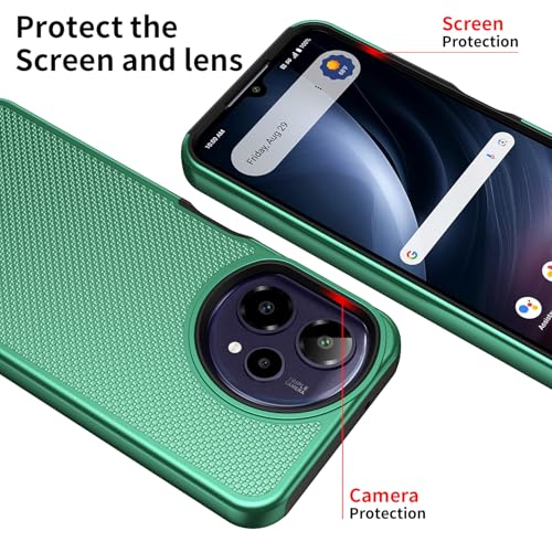 for Cricket Icon Plus 2026 (Plus Version Only) /AT&T Verge 2 Case with Tempered Glass Screen Protector,Dual Layer Heavy Duty Shockproof Protection (Dark Green) - color: Dark Green