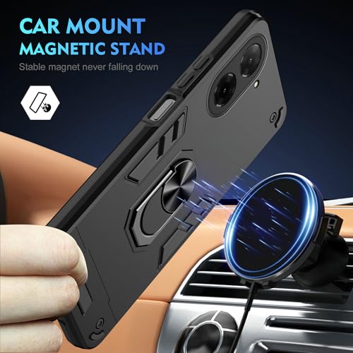Compatible with Xiaomi Redmi A5 4G Case, Scratch Resistant Magnetism Kickstand for Poco C71 Phone Case Black - color: HY-GZS-black, size: Xiaomi Redmi A5 4G / POCO C71