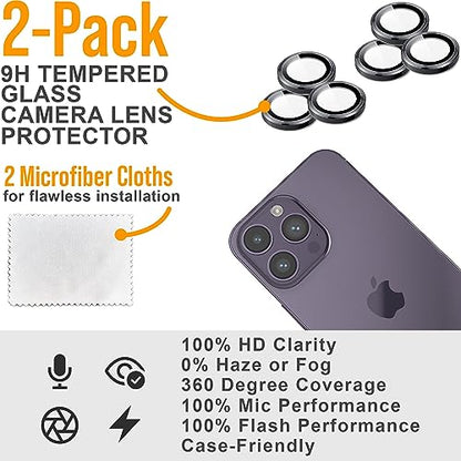 Scooch (5-in-1 Compatible with iPhone 15 Pro Screen Protector (3-Pack) with Camera Lens Protector (2-Pack) Premium 9H Tempered Glass, Anti-Scratch, Anti-Fingerprint, Impact Resistant - size: iPhone 15 Pro