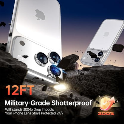 2 Pack Camera Lens Protector for iPhone 17 Pro Max/17 Pro/16 Pro Max/16 Pro/15 Pro Max/15 Pro/14 Pro Max/14 Pro [1:1 Invisible Fit] Military Grade Glass & Metal Camera Cover, Sliver - color: Silver
