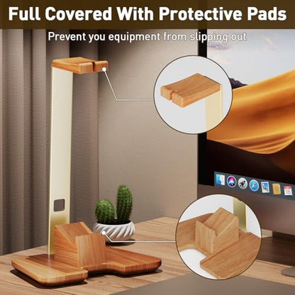 Controller and Headphone Stand for Desk Gaming Desk Accessories Controller and Headphone Holder Headset Holder Headset Stand - color: Gold
