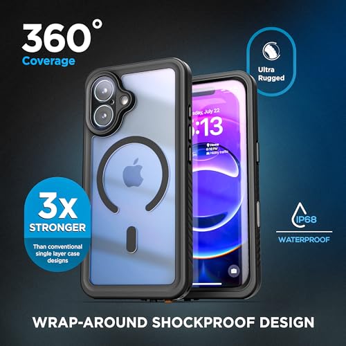Encased Waterproof Case for iPhone 17 with Belt Clip - IP-68 Full-Body Protection with Camera Control Button and Port Covers [Military Grade] (Compatible with MagSafe) - size: iPhone 17