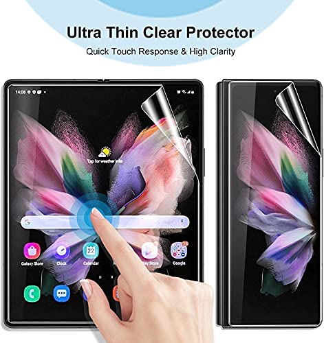 Designed for Samsung Galaxy Z Fold 3 5G Flexible TPU Screen Protector, [2 Pack Front and 2 Pack Inside] Film, No Bubbles,Support Fingerprint Unlock