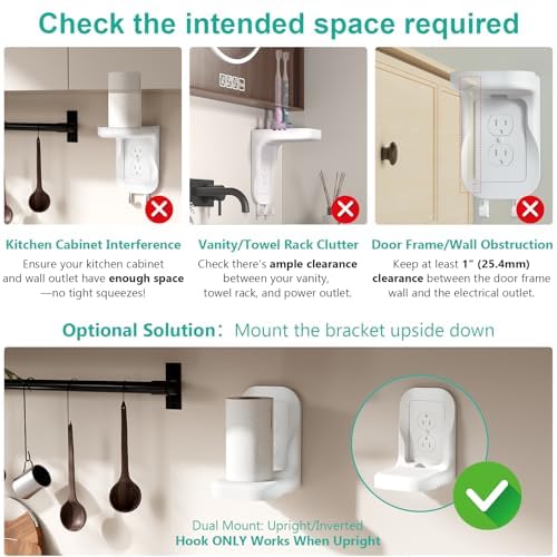 WALI Outlet Shelf Wall Holder, Fit for Duplex GFCI Decorative Outlet Shell A Space Saving for Smart Home, Speaker Mounts up to 20lbs with Cable Management (OSH002-W), White - size: Medium