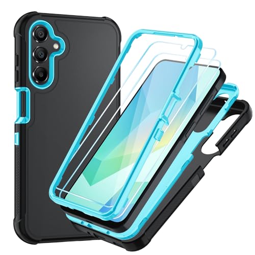 for Samsung Galaxy A16 5G Case : 3-Layer Shockproof Phone Cover with HD Screen Protector,Hybrid Protective Military-Grade for Galaxy A16 5G Phone Case (Black/Glacier Blue) - color: Black/Glacier Blue
