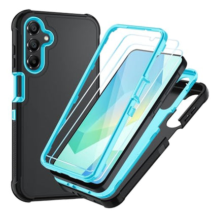 for Samsung Galaxy A16 5G Case : 3-Layer Shockproof Phone Cover with HD Screen Protector,Hybrid Protective Military-Grade for Galaxy A16 5G Phone Case (Black/Glacier Blue) - color: Black/Glacier Blue