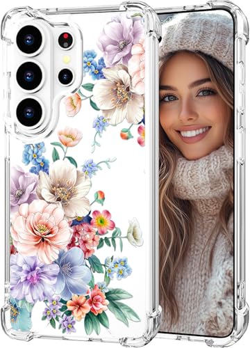 Hungo Compatible for Samsung Galaxy S26 Ultra Case, Thin Slim Cute Girly Skin Cases Protector with Airbag Bumper for Women Girls (Clear Beautiful Carnation) - color: Clear Beautiful Carnation, size: Galaxy S26 Ultra