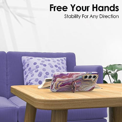Phone Ring Grip Holder, 360° Rotation Cell Phone Grip Stand, Finger Ring Stand, Metal Finger Ring Grip Kickstand Compatible with iPhone 17 Pro Max 16 15 14 13 12 Magsafe Accessories, Purple - color: Sand Purple