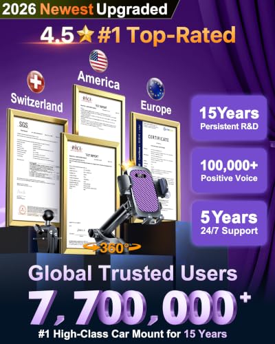 HTU 2026 Ultimate Best【True Military-Grade & Safety Cert】 Car Phone Holder - color: Purple