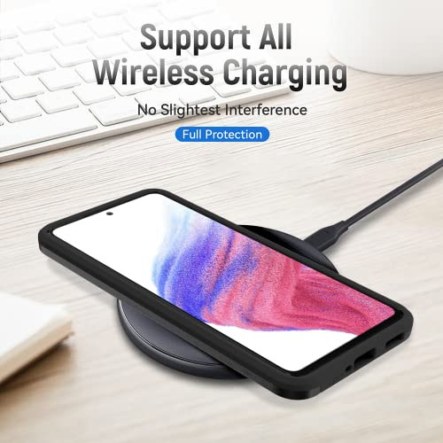for Samsung A53 5G Case, Galaxy A53 5G Case with Screen Protector,Full Body Protection Durable Rubber Cover Phone Case for Samsung Galaxy A53 5G,Black - color: 2 Black