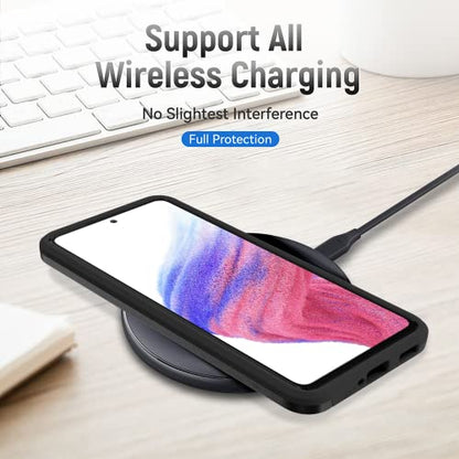 for Samsung A53 5G Case, Galaxy A53 5G Case with Screen Protector,Full Body Protection Durable Rubber Cover Phone Case for Samsung Galaxy A53 5G,Black - color: 2 Black