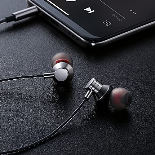 Empsun Wired Earbuds Headphones with Microphone Stereo Bass Earphones Noise Isolation in-Ear Headset Compatible with All Smartphones Tablets iPod IPad MP3 Player That with 3.5 mm Interface(Silver) - color: Silver