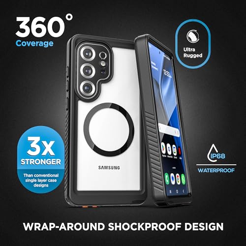 Encased Waterproof Belt Case for Samsung Galaxy S25 Ultra with Holster Clip [Full-Body] 360 Protective Cover with Built-in Screen Protector (IP68, Submersible) - size: S25 Ultra