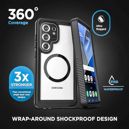 Encased Waterproof Belt Case for Samsung Galaxy S25 Ultra with Holster Clip [Full-Body] 360 Protective Cover with Built-in Screen Protector (IP68, Submersible) - size: S25 Ultra