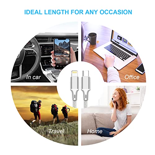USB C to Lightning Cable, 5 Pack PD Fast iPhone Charger Cord (Silver) - color: Silver, style: USB-C to L