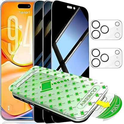 3 Pack for iPhone 17 Pro Max Privacy Scree Protector +2 Camera Cover - size: iPhone 17 Pro Max (6.9 inch)