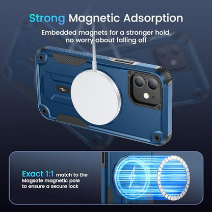 Caka for iPhone 11 Case, iPhone 11 Phone Case with Stand Blue | Compatible with MagSafe, Built-in Hidden Kickstand, Solid Protective Dual-layer TPU+PC Shockproof Magnetic Phone Cover - color: Blue