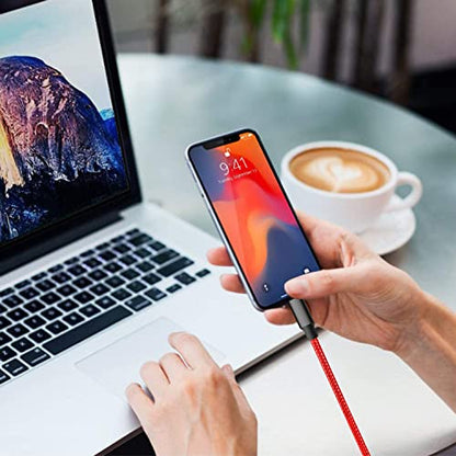 USB to Lightning Cable, 5 Pack iPhone Charger Fast Charging Cord (Red) - color: Red, style: USB-A to L