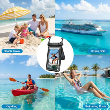 Rynapac Waterproof Phone Pouch Floating [Up to 8.5''] - 1 Pack IPX8 Dry Bag | Double Space, Touchscreen, Underwater Photography, for iPhone 17 16 15 14 Pro Max, Includes Lanyard, Beach Cruise Essentials - color: Blue - 1 Pack