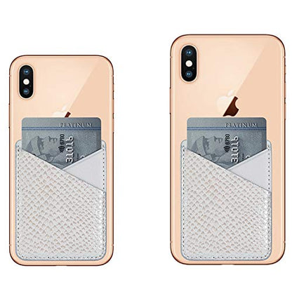 Cell Phone Wallet,Credit Card Holder for Back of Phone Pocket 3M Adhesive Sticker Card Pouch Sleeve for iPhone/Samsung Galaxy/Sony/Android and Most Smartphones (Pink+Grey) - color: Pink+Grey