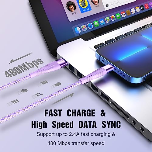 iPhone Charger Fast Charging Lightning Cable 6FT 3Pack[Apple MFi Certified] Long iPhone Charger Cord Nylon Braided USB Cable Compatible with iPhone 14/13/12 Pro Max/12Pro/11 (Pack of 3) - size: 6FT (Pack of 3)