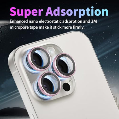 Camera Lens Protector for iPhone 15 Pro/15 Pro Max, Pink - color: Pink