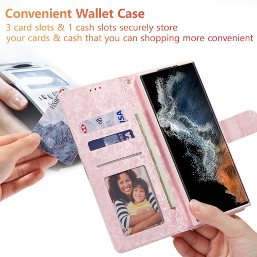 UEEBAI Wallet Case for Samsung Galaxy A26 5G, PU Leather Phone Cover Kickstand RFID Blocking Flip Case Card Slots Wrist Strap Relief Engraved Pattern Magnetic Closure Folio Cover - Black Rose - color: Black Rose, size: Samsung Galaxy A26 5G