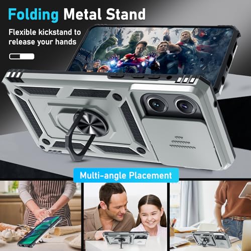 for Moto G Stylus 5G 2026/2025 Case Built in Slide Camera Cover - color: Silver, size: Moto G Stylus 5G 2026/2025
