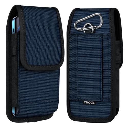ykooe Cell Phone Pouch Nylon Belt Holster Case Compatible with iPhone 17 16 15 14 13 12 11 & Pro Models, Samsung Galaxy S20 S21 S22 S23 S24 S25(No Clip), Blue–L - color: Blue, size: L